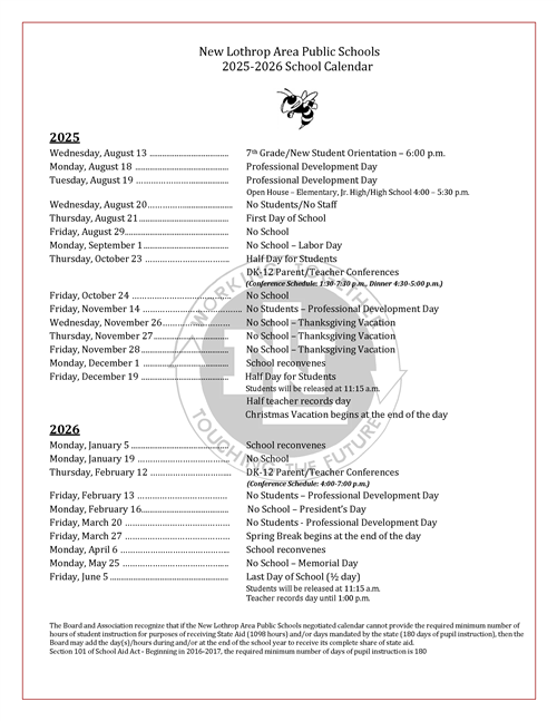 25-26 School Calendar